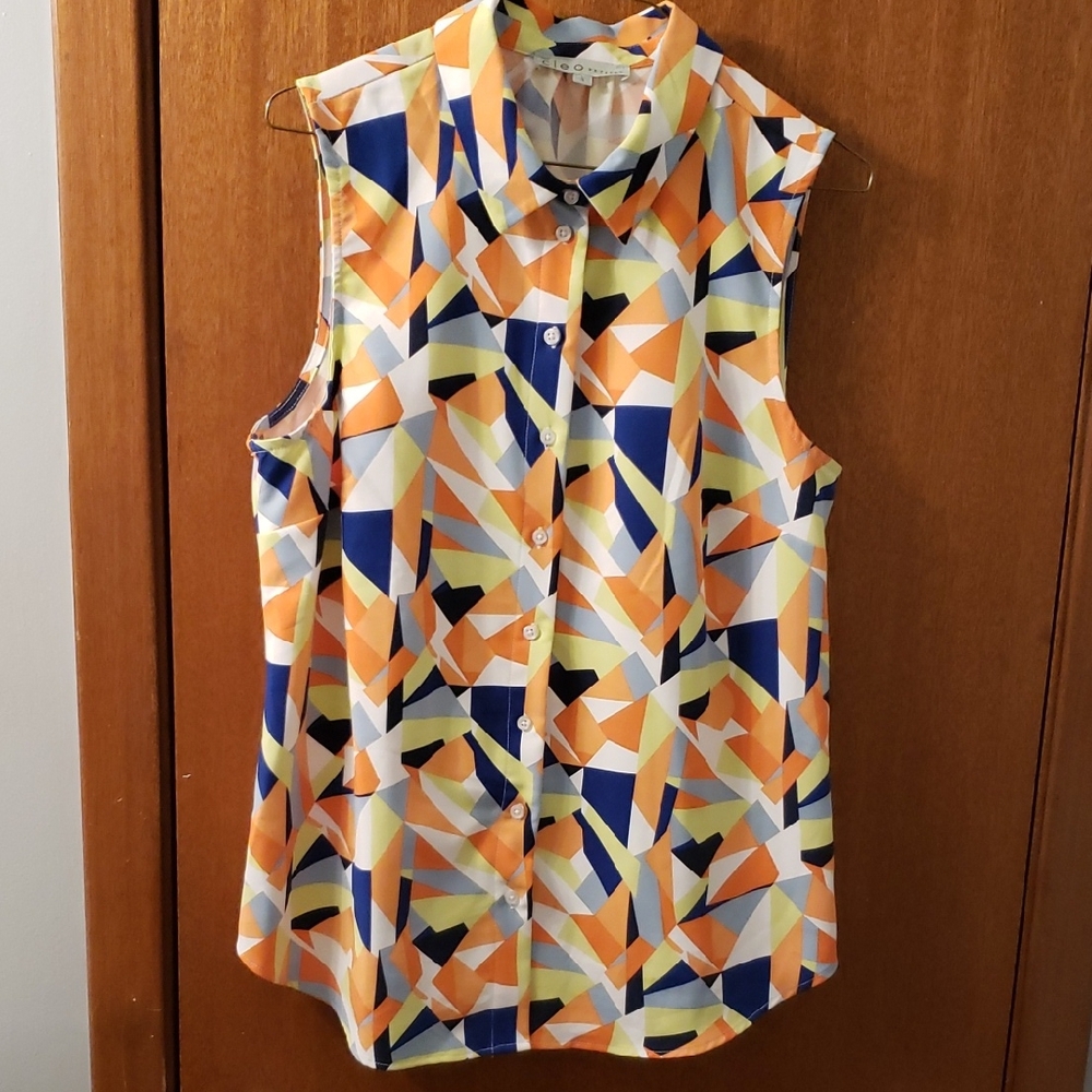 Cleo Vibrant Sleeveless Button-Down Shirt